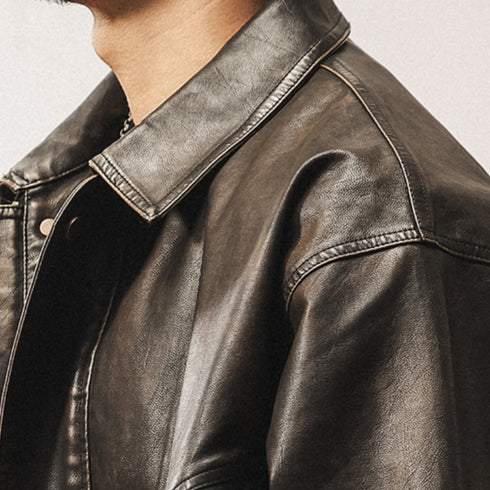 Vintage Leather-Like Blouson P1842
